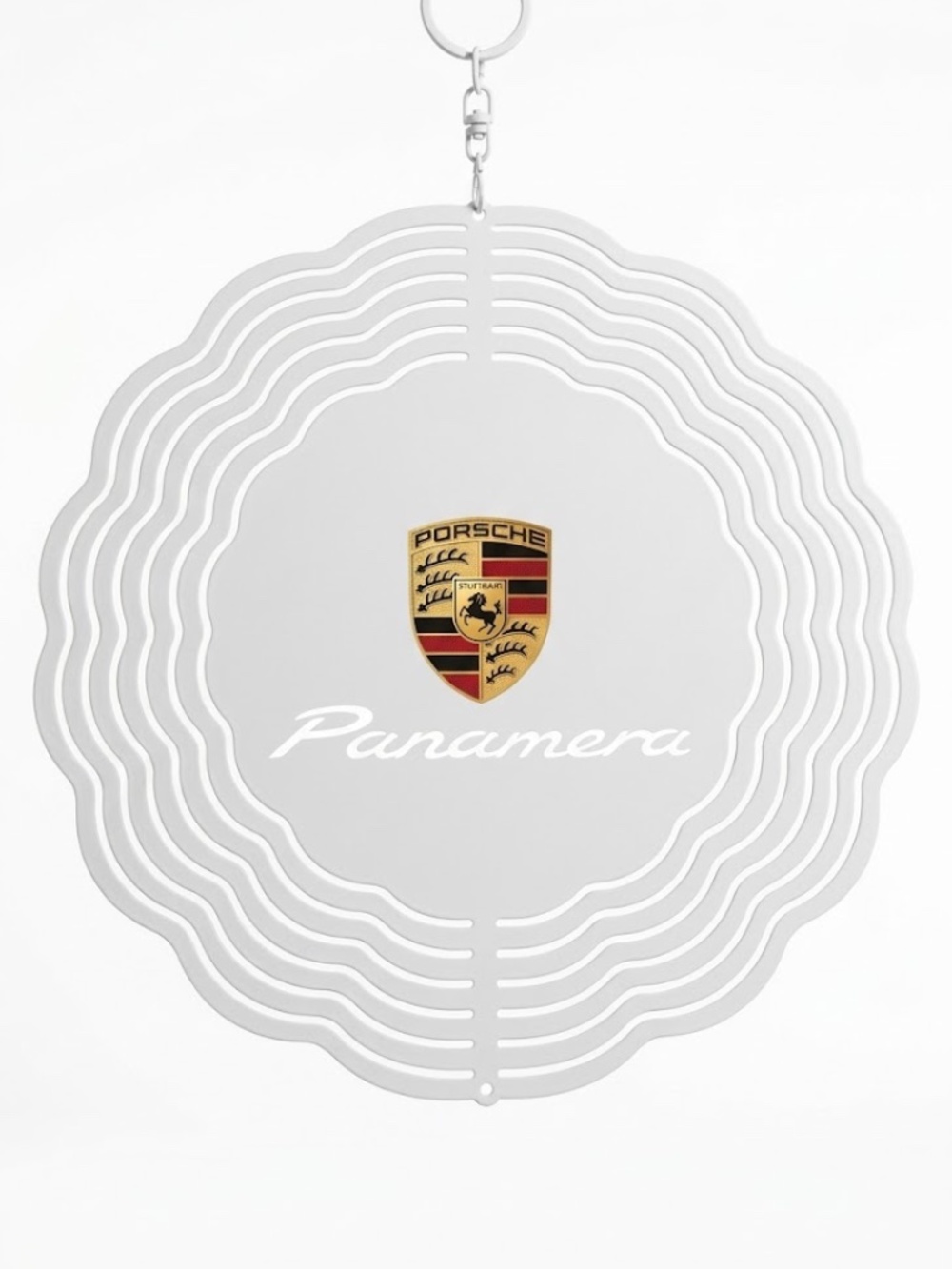10" Porsche Panamera Kinetic Wind Spinner - Red White Metal Hanging Yard Decor